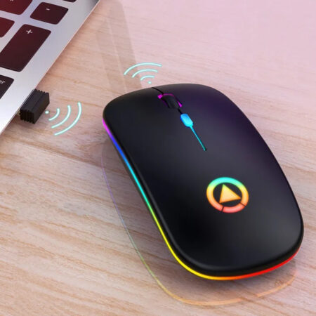 Rechargeable 2.4G Wireless Cordless Backlit RGB Slim Gaming Led Mouse for Gamer PC Computer